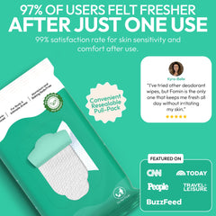 FOMIN acidified wipes underarm application for quick refresh and odor control.