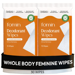 FOMIN Acidified Deodorant Wipes Citrus Harmony package ready for on-the-go freshness.