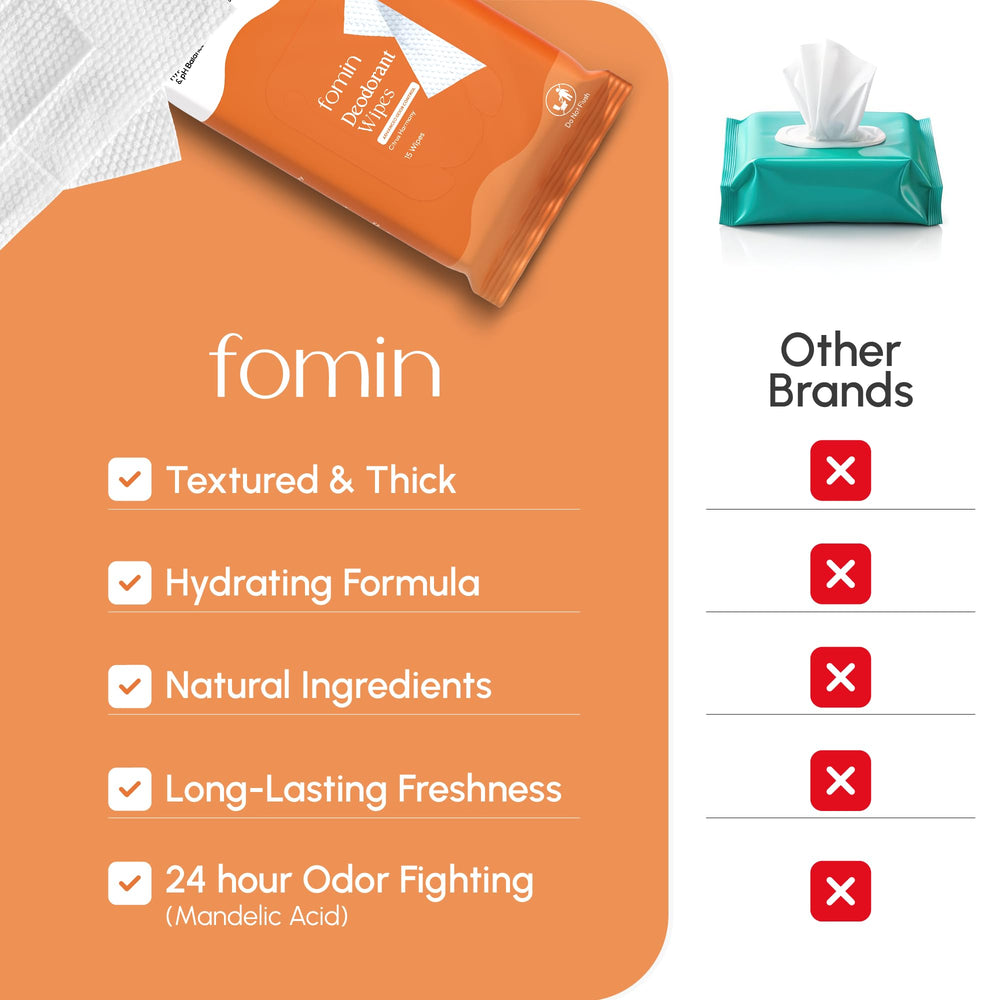 Close-up of FOMIN wipe texture for gentle cleansing and exfoliation.
