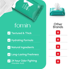 FOMIN acidified wipes underarm application shows gentle swipe for quick odor control.