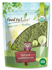 Front view of Food to Live Organic Alfalfa Powder 8oz container