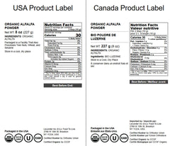 Box packaging for Food to Live Organic Alfalfa Powder 8oz