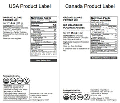Food to Live Organic Algae Powder Mix packaging label