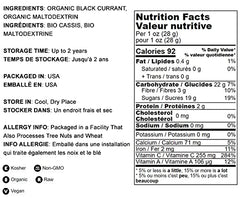 Powder added to a glass of juice to illustrate serving suggestion
