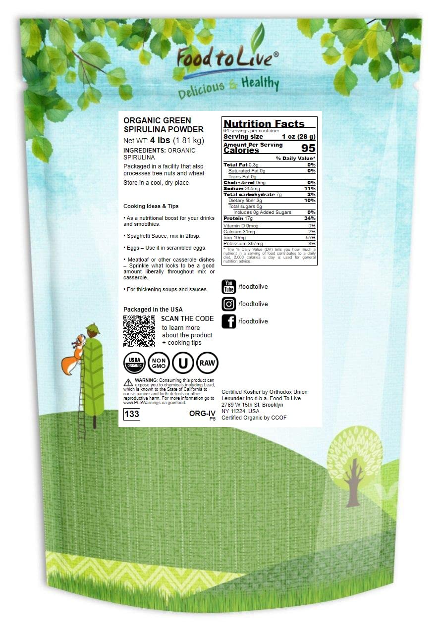 Close-up of organic spirulina powder texture