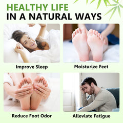 Feet wearing patches with socks for overnight use
