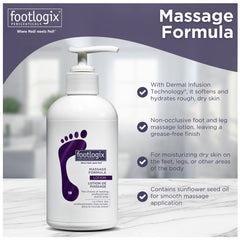 FOOTLOGIX Massage Formula Lotion being applied to foot