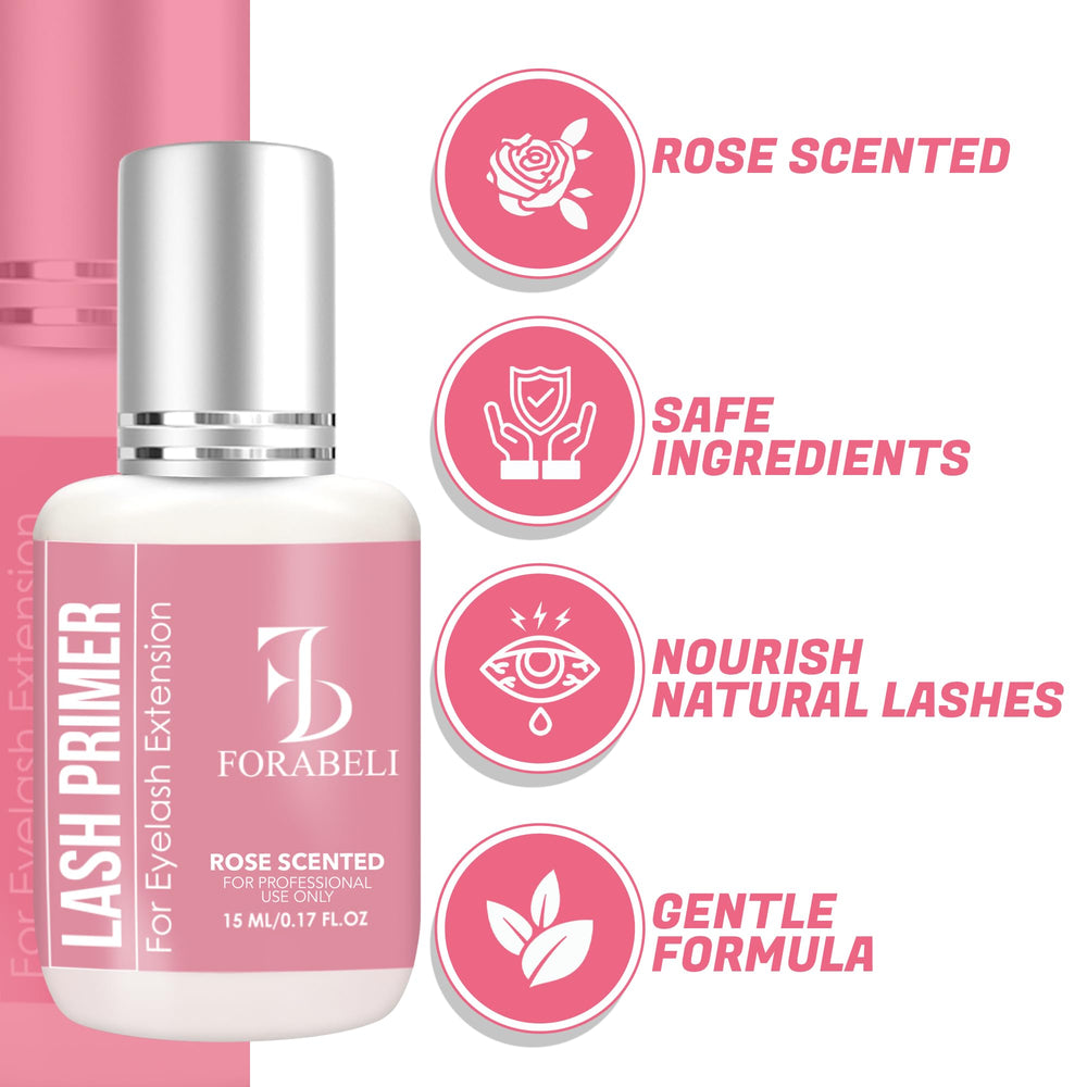 Forabeli Lash Primer adhesion-boost indicating stronger grip of extensions.