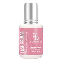 Forabeli Lash Primer bottle close-up highlighting oil-free formula for reliable adhesion.