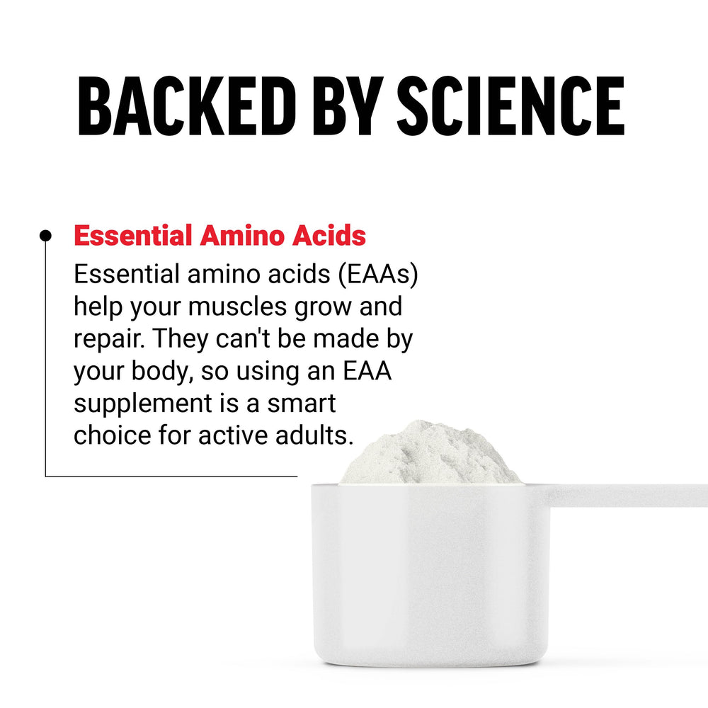 EAAs powder ingredients label close-up