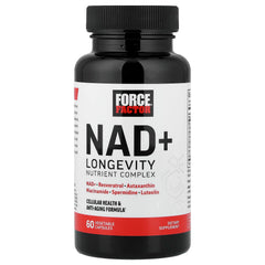 Graphic showing ingredients: NAD+, Resveratrol, Spermidine, Luteolin