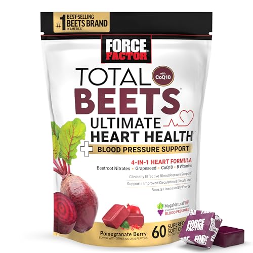Bottle of FORCE FACTOR Total Beets Heart Health Soft Chews
