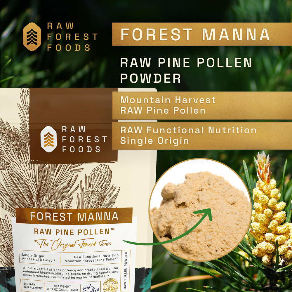 Close-up of RAW Pine Pollen powder texture