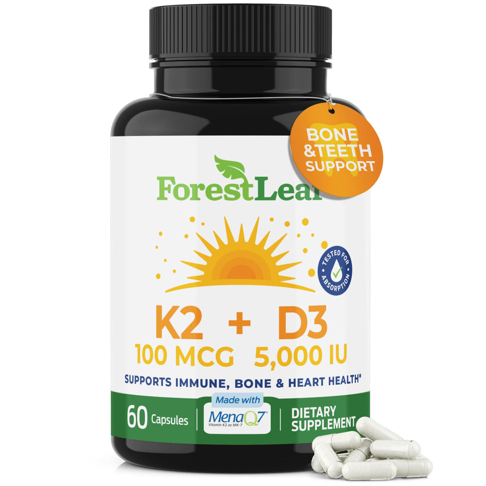 ForestLeaf D3 + K2 MK7 60 veggie capsules – product hero image