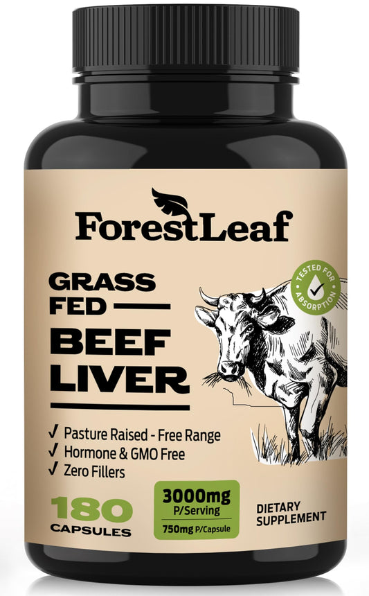ForestLeaf Grass Fed Beef Liver Capsules bottle front view