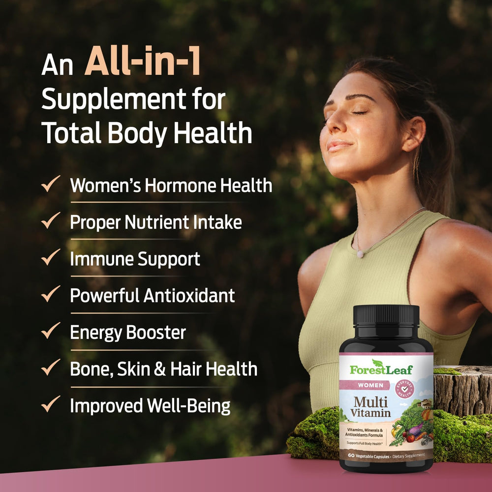 Illustration emphasizing immune support and energy from ForestLeaf Multivitamin