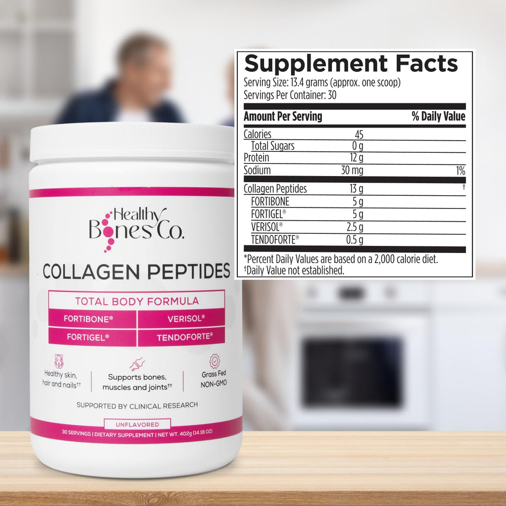 Gluten-free, dairy-free, non-GMO label on Fortibone container