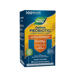 Fortify Optima probiotic bottle front view with 30 capsules