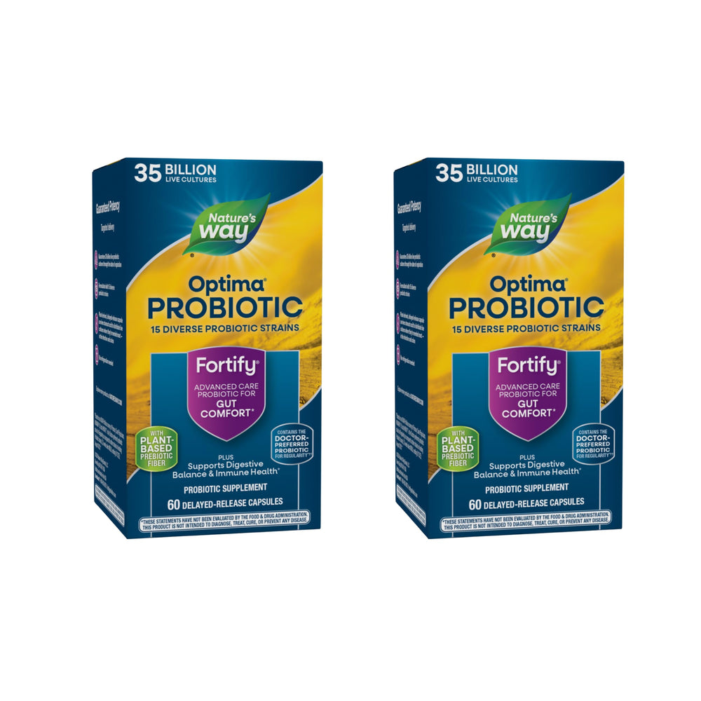 Fortify Optima probiotic adult bottles with 60 capsules in a 2-pack
