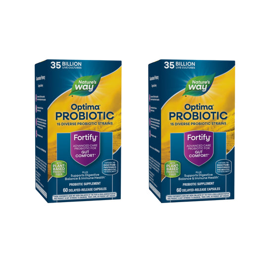 Fortify Optima probiotic adult bottles with 60 capsules in a 2-pack