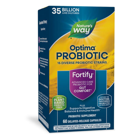 Bottle of Nature's Way Fortify Optima Probiotic for Adults with 60 capsules