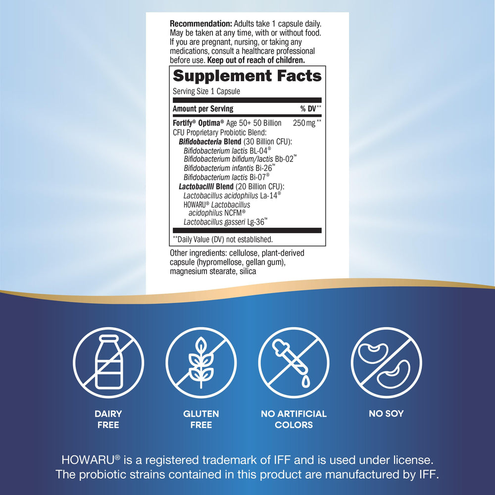 Immune support concept with Fortify Optima Probiotic for adults 50+