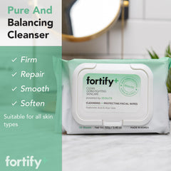 Fortify Skincare wipes with Hyaluronic Acid hydrate instantly for soft skin