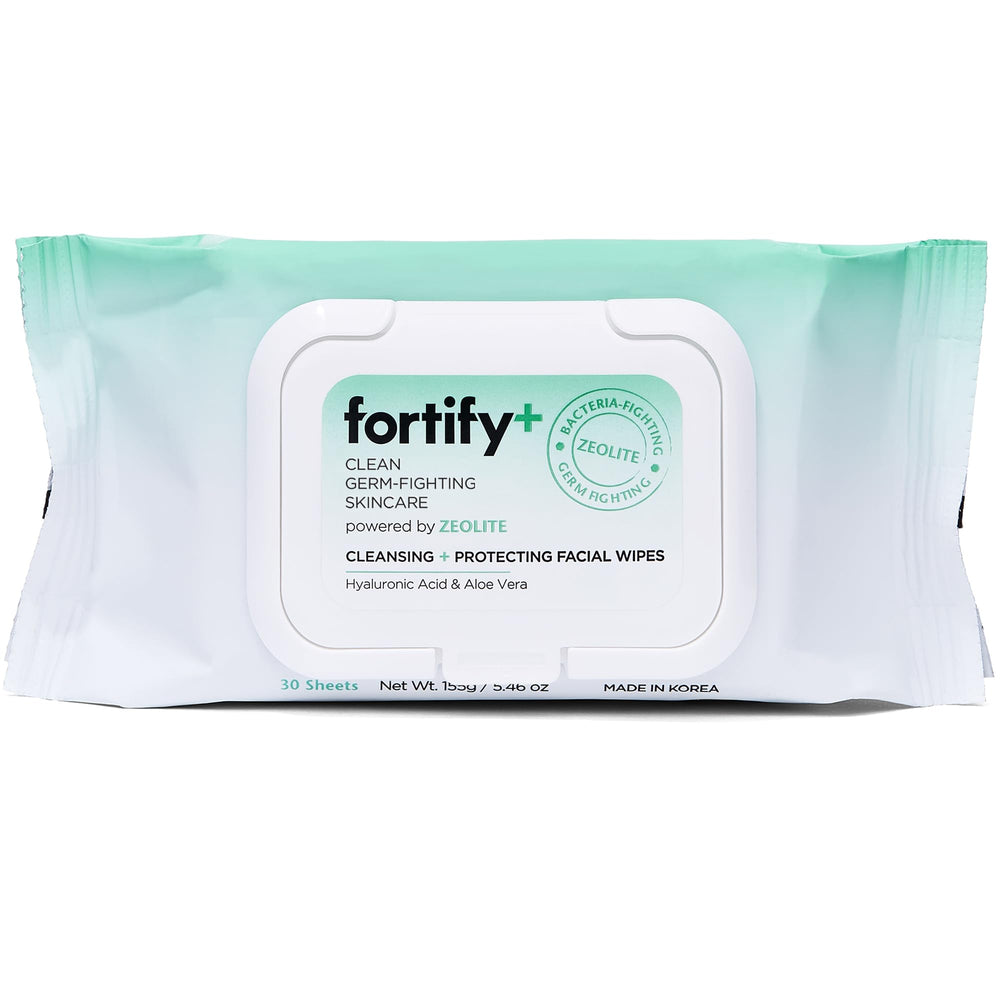 Fortify Skincare Face Cleansing Wipes with Zeolite purify on the go for a clearer complexion