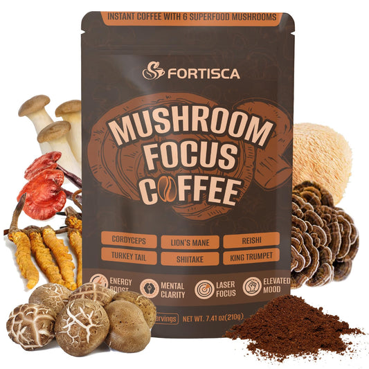 FORTISCA Mushroom Coffee front view with 210g packaging