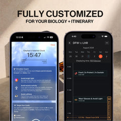 Four sets of custom dietary supplements for jet lag support