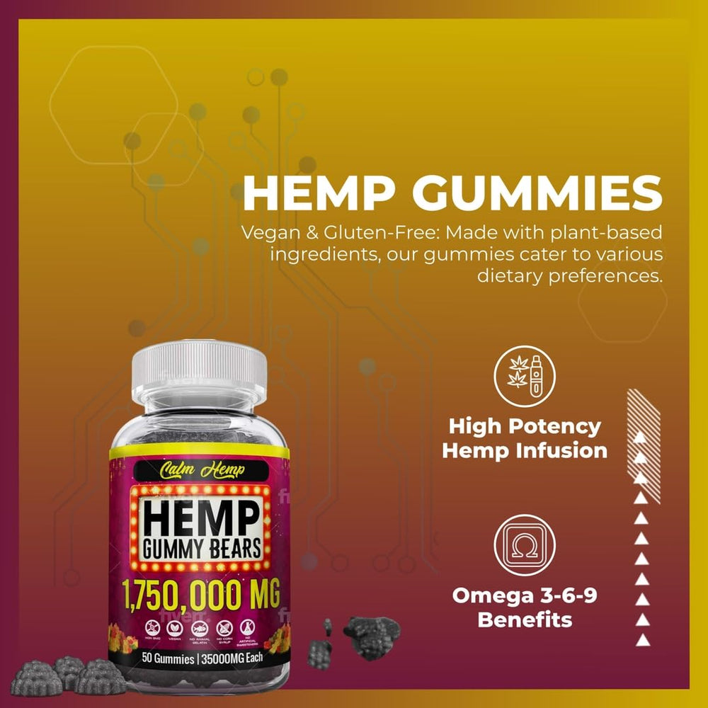 Bottle showing four fruit flavors in one hemp gummies package