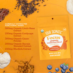 Organic cacao powder and blueberry extract overview