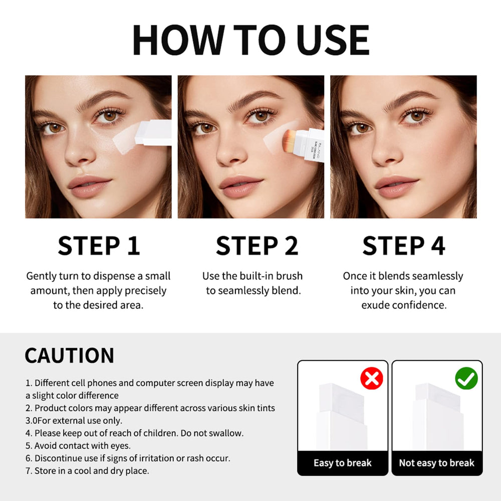 Fovcos Blanc Cover Cream Stick two-in-one design for easy touch-ups.