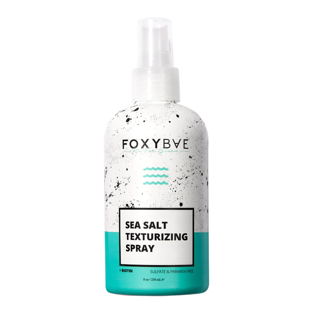FoxyBae Sea Salt Spray bottle pour delivers beachy texture for effortless waves.