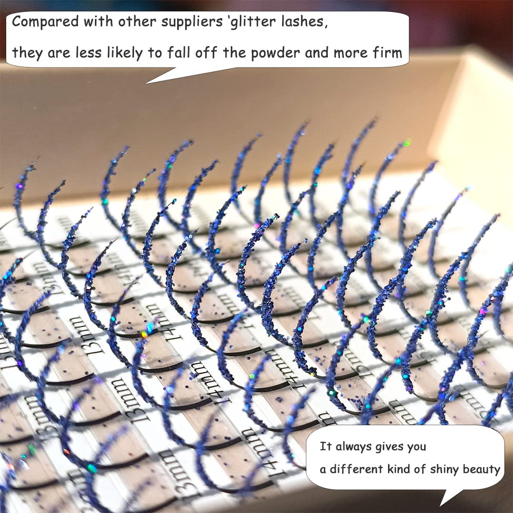 FQNing glitter lash extensions dark blue glitter powder adds sparkle at events