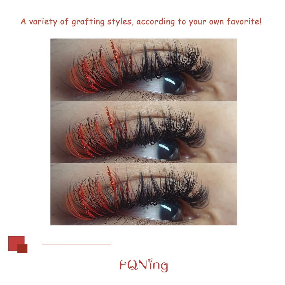 Handmade faux mink lashes with red glitter finish for a refined look