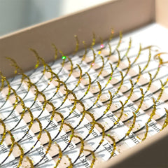 FQNing glitter lash spikes in golden, 11-16mm, for bold party-ready eyes.