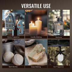 Close-up of amber glass fragrance oil bottle