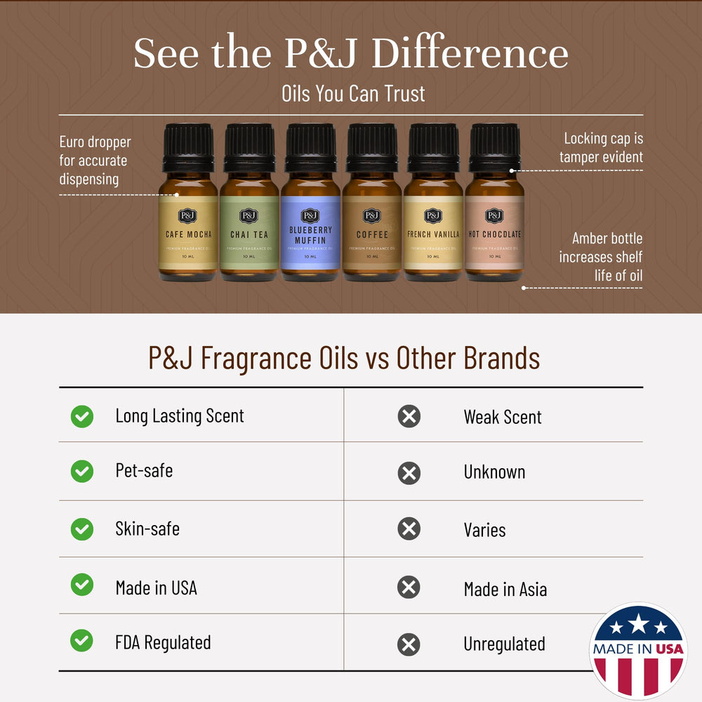 Six 10ml premium fragrance oils in amber bottles for the set