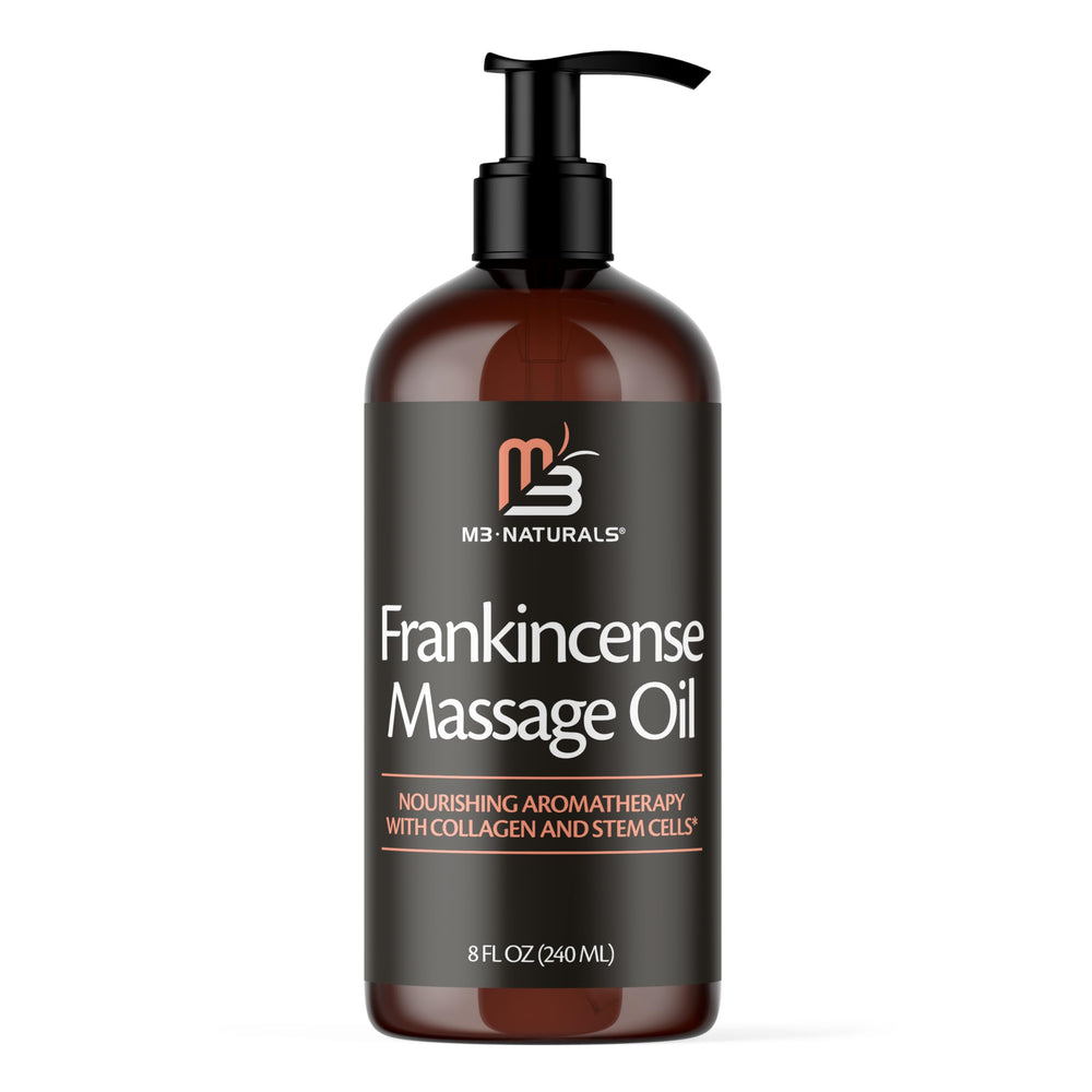 Frankincense essential massage oil bottle with 8 oz label