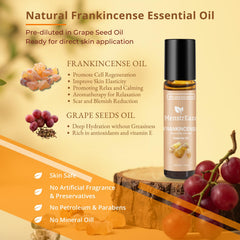 Grapeseed oil bottle paired with frankincense essential oil