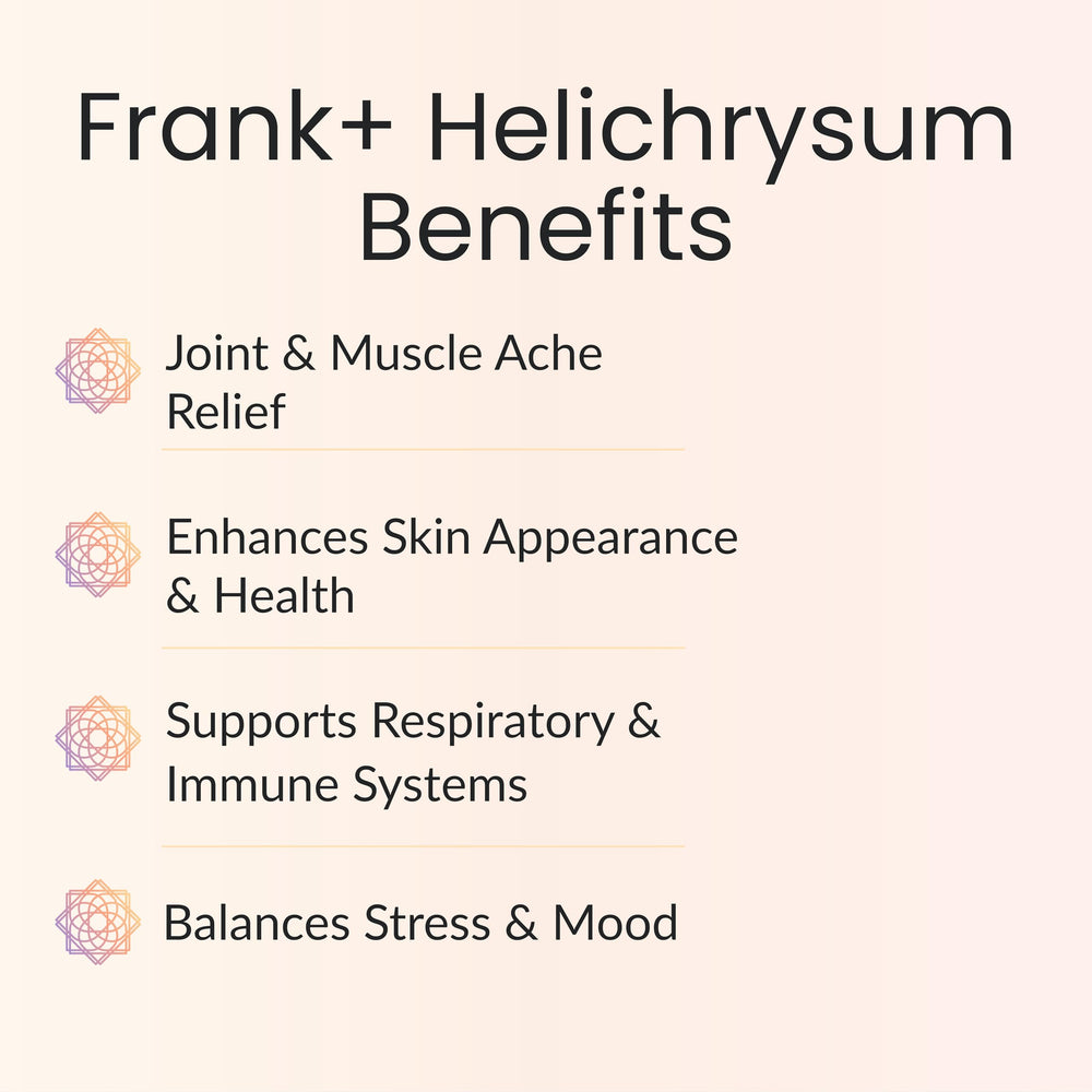 Aromatherapy use of Frank+ Helichrysum essential oil blend in diffuser