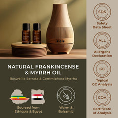 Hair care use with Frankincense & Myrrh essential oils on the scalp