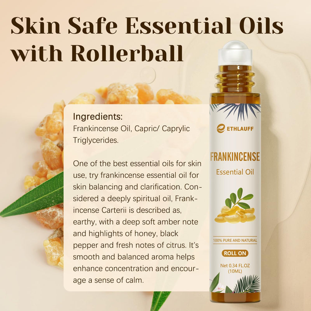 Fragrance gift set featuring frankincense oil roller