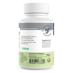Dosage and capsule count on Freeda multivitamin packaging