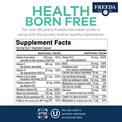 Overview of FREEDA Quintabs-M with Iron ingredients