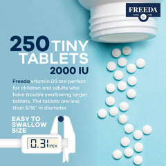 Freeda Vitamin D3-2000 IU tablets close-up