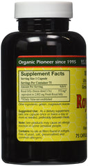 Close-up of freeze-dried royal jelly capsules in bottle, 2000 mg