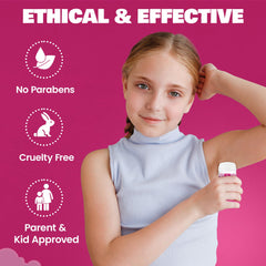 Fresh Kidz Pink deodorant application demonstrates smooth glide
