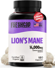 FreshCap Lions Mane 14,000mg capsules bottle front view